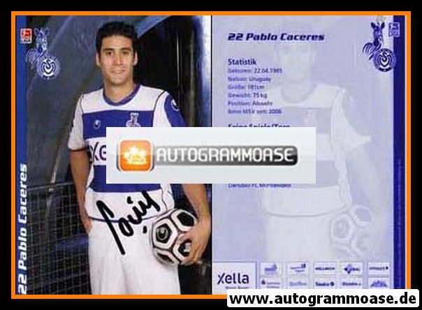Autogramm Fussball | MSV Duisburg | 2006 | Pablo CACERES
