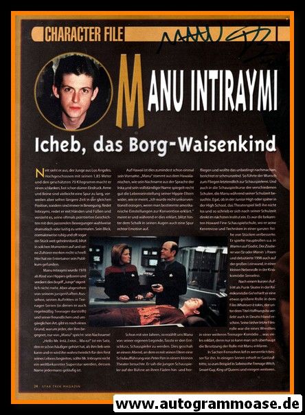 Autogramm Film (USA) | Manu INTIRAYMI | 1990er (Star Trek Magazin) Icheb