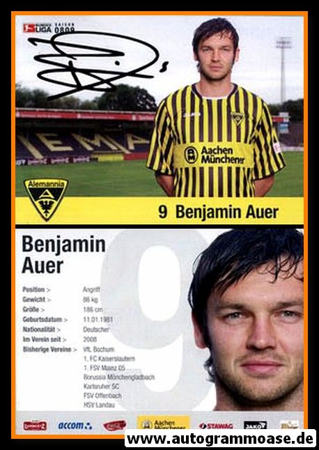 Autogramm Fussball | Alemannia Aachen | 2008 | Benjamin AUER
