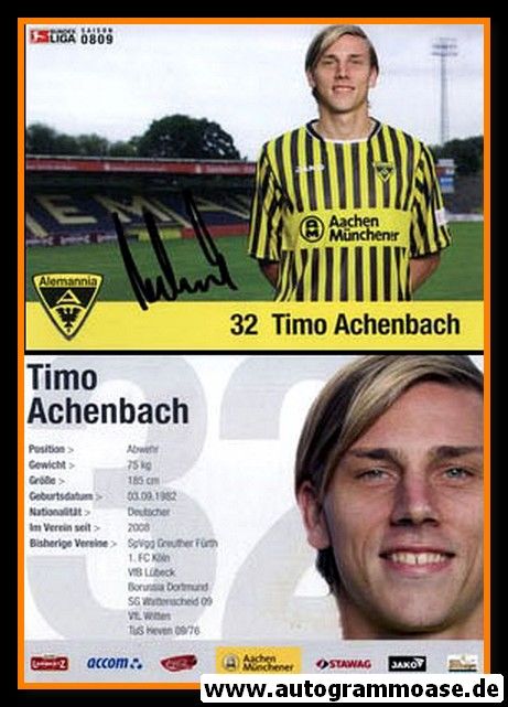 Autogramm Fussball | Alemannia Aachen | 2008 | Timo ACHENBACH