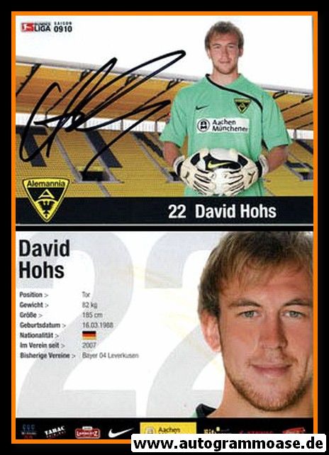 Autogramm Fussball | Alemannia Aachen | 2009 | David HOHS