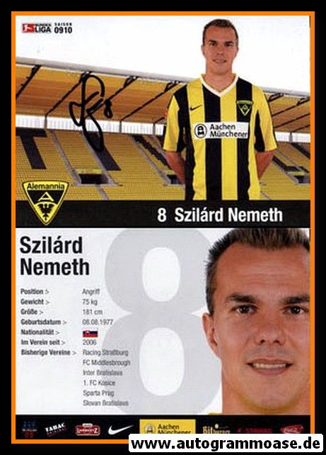 Autogramm Fussball | Alemannia Aachen | 2009 | Szilard NEMETH
