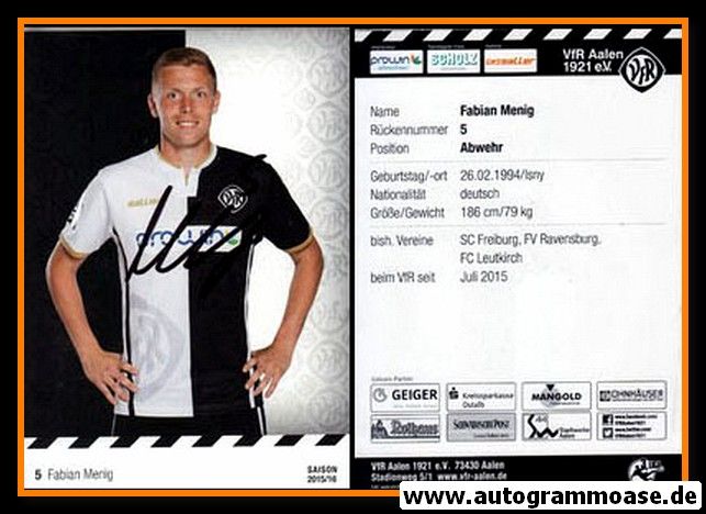 Autogramm Fussball | VfR Aalen | 2014 | Fabian MENIG