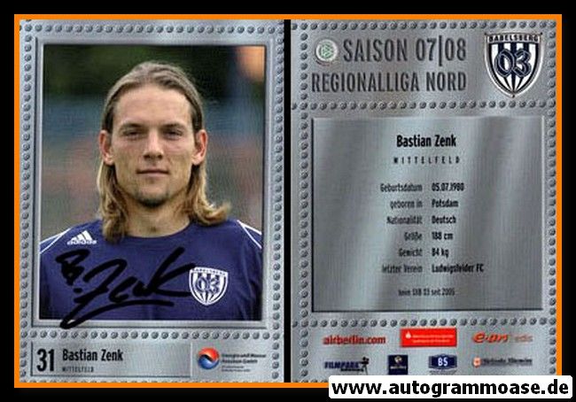 Autogramm Fussball | SV Babelsberg 03 | 2007 | Bastian ZENK