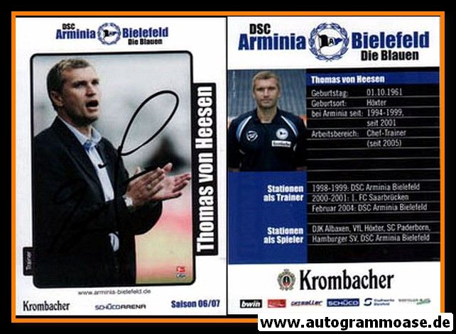 Autogramm Fussball | DSC Arminia Bielefeld | 2006 | Thomas VON HEESEN