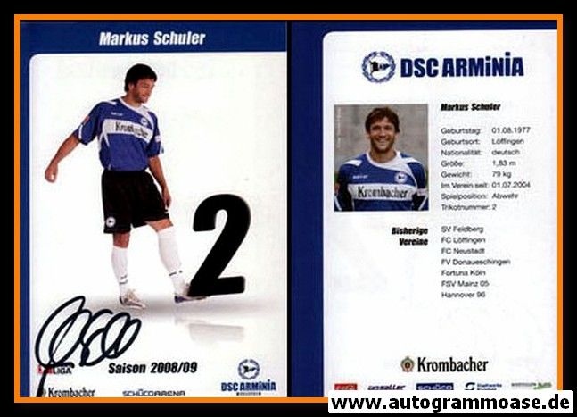 Autogramm Fussball | DSC Arminia Bielefeld | 2008 | Markus SCHULER