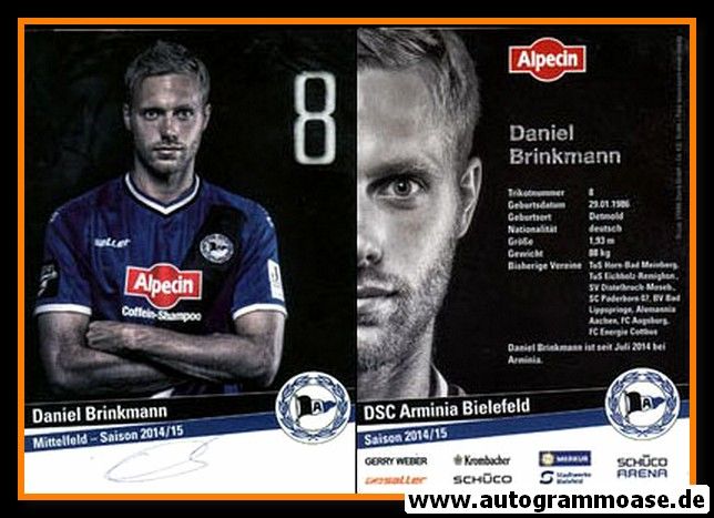 Autogramm Fussball | DSC Arminia Bielefeld | 2014 | Daniel BRINKMANN