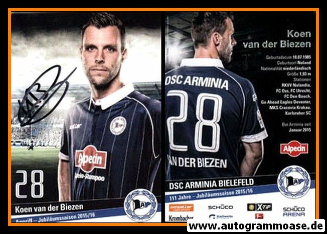 Autogramm Fussball | DSC Arminia Bielefeld | 2015 | Koen VAN DER BIEZEN