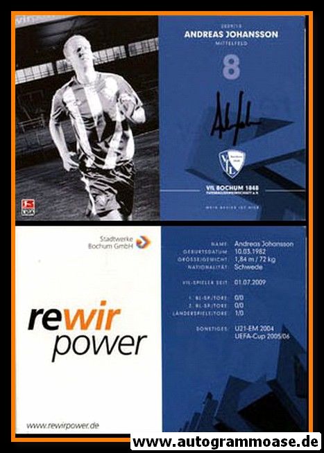 Autogramm Fussball | VfL Bochum | 2009 | Andreas JOHANSSON