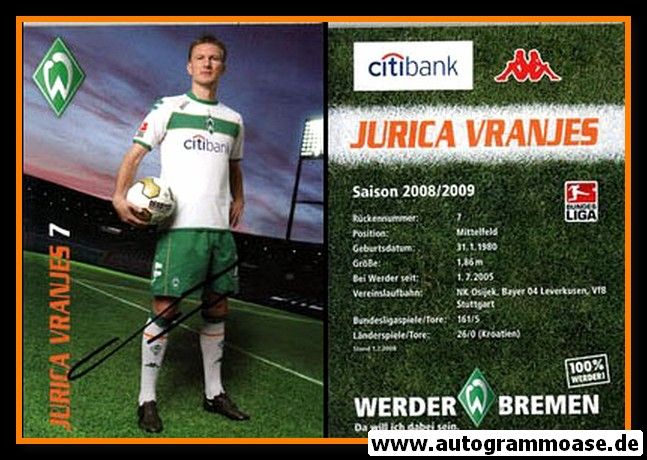 Autogramm Fussball | SV Werder Bremen | 2008 | Jurica VRANJES