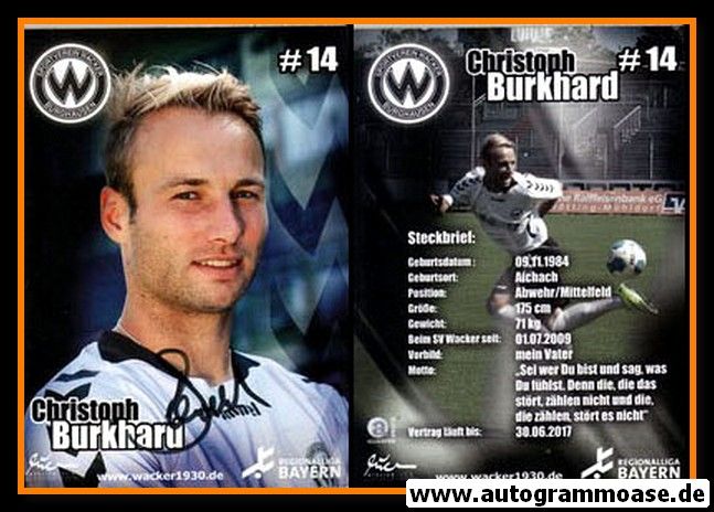 Autogramm Fussball | SV Wacker Burghausen | 2015 | Christoph BURKHARD