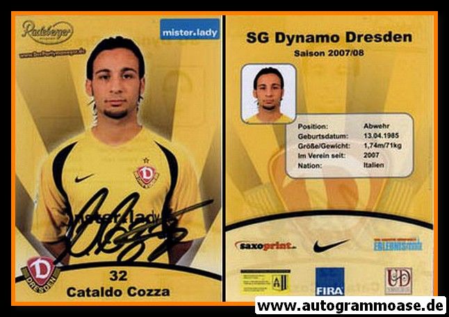 Autogramm Fussball | Dynamo Dresden | 2007 | Cataldo COZZA