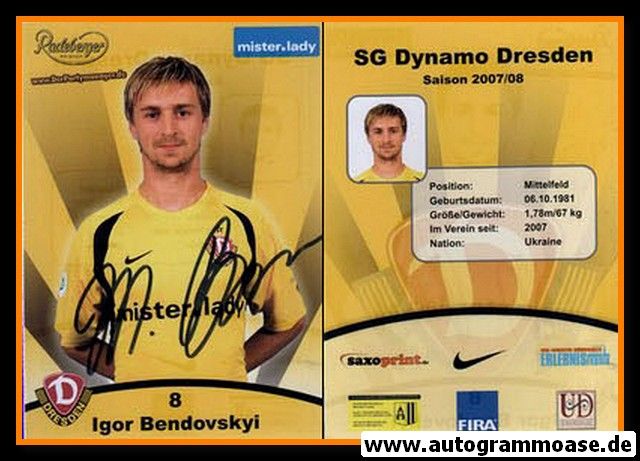 Autogramm Fussball | Dynamo Dresden | 2007 | Igor BENDOVSKYI