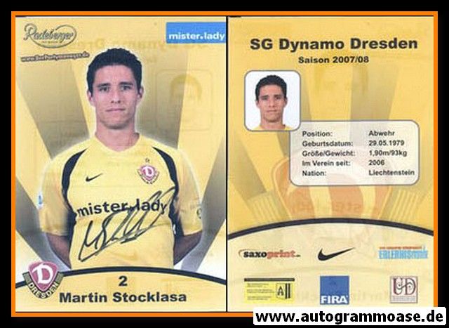 Autogramm Fussball | Dynamo Dresden | 2007 | Martin STOCKLASA