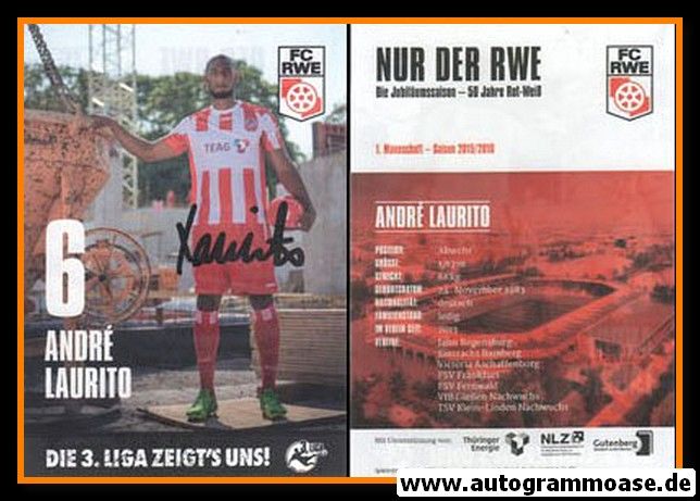Autogramm Fussball | FC Rot-Weiss Erfurt | 2015 | Andre LAURITO