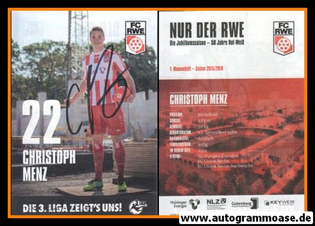 Autogramm Fussball | FC Rot-Weiss Erfurt | 2015 | Christoph MENZ