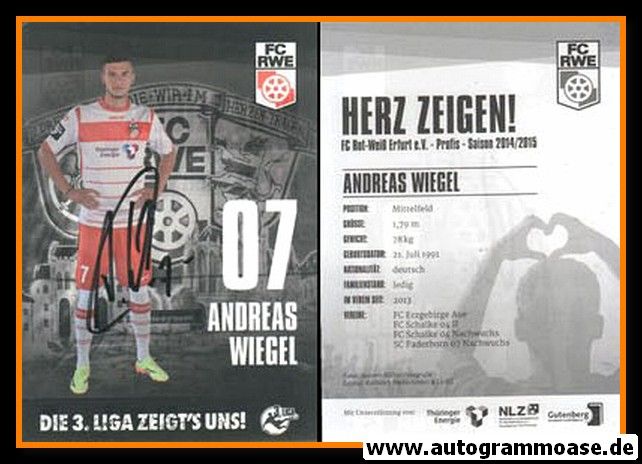 Autogramm Fussball | FC Rot-Weiss Erfurt | 2014 | Andreas WIEGEL