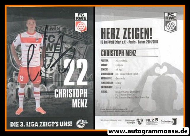 Autogramm Fussball | FC Rot-Weiss Erfurt | 2014 | Christoph MENZ