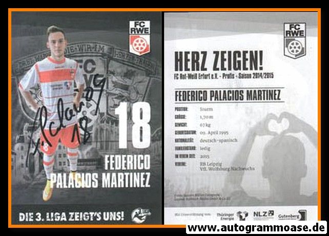 Autogramm Fussball | FC Rot-Weiss Erfurt | 2014 | Federico PALACIOS MARTINEZ