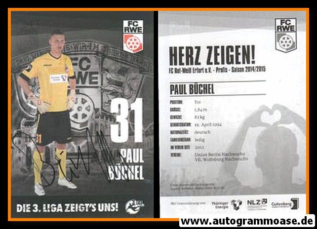 Autogramm Fussball | FC Rot-Weiss Erfurt | 2014 | Paul BÜCHEL