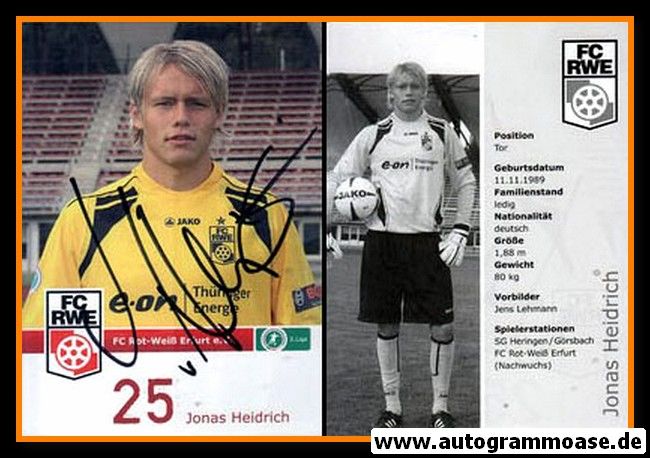 Autogramm Fussball | FC Rot-Weiss Erfurt | 2009 | Jonas HEIDRICH