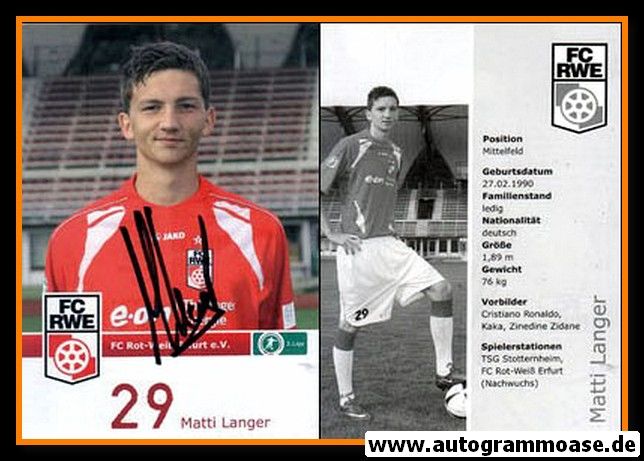 Autogramm Fussball | FC Rot-Weiss Erfurt | 2009 | Matti LANGER