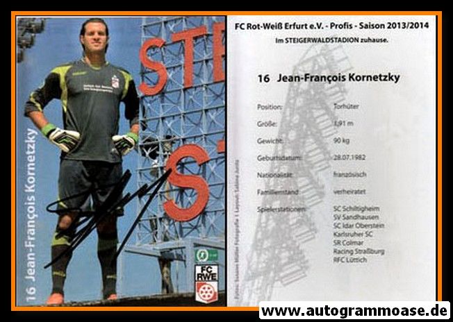 Autogramm Fussball | FC Rot-Weiss Erfurt | 2013 | Jean-Francois KORNETZKY