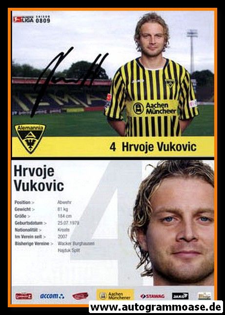 Autogramm Fussball | Alemannia Aachen | 2008 | Hrvoje VUKOVIC