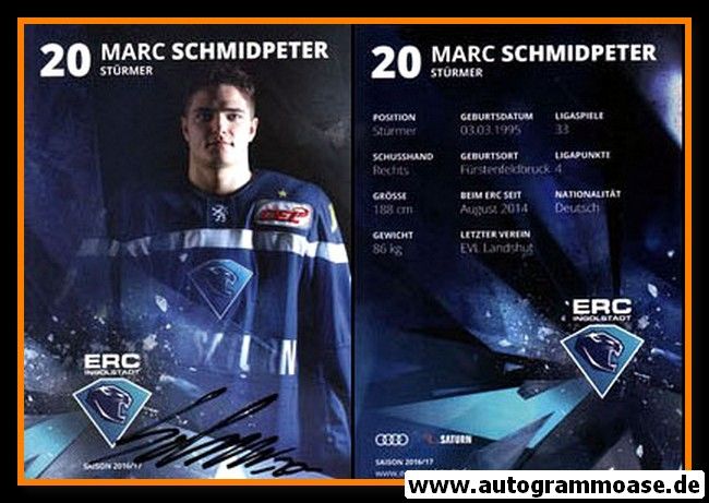 Autogramm Eishockey | ERC Ingolstadt | 2016 | Marc SCHMIDPETER