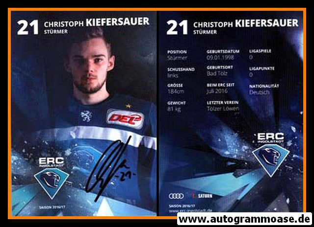 Autogramm Eishockey | ERC Ingolstadt | 2016 | Christoph KIEFERSAUER