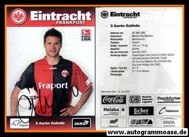 Autogramm Fussball | Eintracht Frankfurt | 2008 | Aaron GALINDO