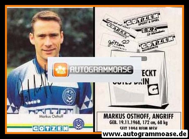 Autogramm Fussball | MSV Duisburg | 1995 | Markus OSTHOFF