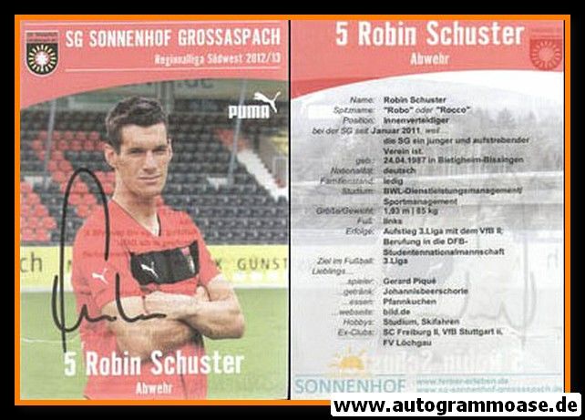 Autogramm Fussball | SG Sonnenhof Grossaspach | 2012 | Robin SCHUSTER