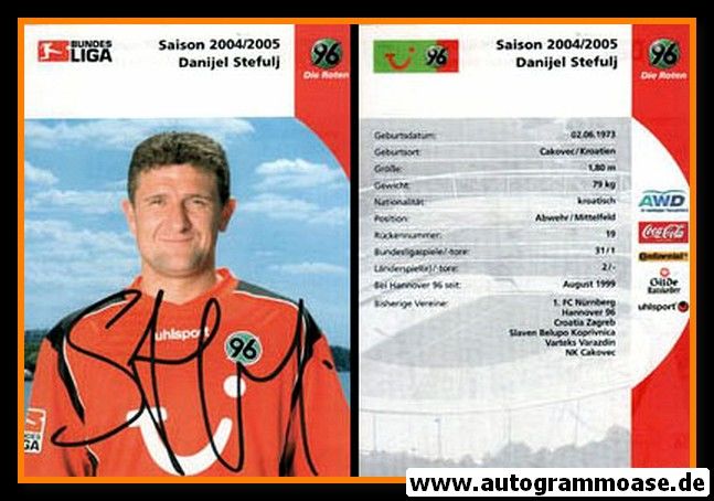 Autogramm Fussball | Hannover 96 | 2004 | Danijel STEFULJ