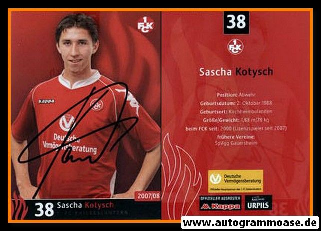 Autogramm Fussball | 1. FC Kaiserslautern | 2007 | Sascha KOTYSCH