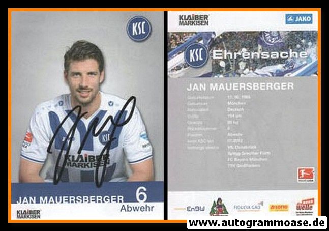 Autogramm Fussball | Karlsruher SC | 2015 | Jan MAUERSBERGER