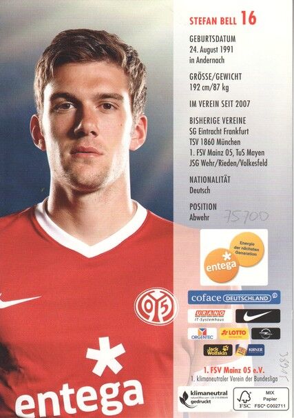 Autogramm Fussball | FSV Mainz 05 | 2012 | Stefan BELL