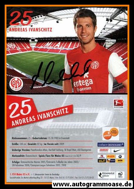 Autogramm Fussball | FSV Mainz 05 | 2011 | Andreas IVANSCHITZ