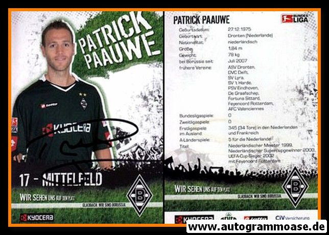 Autogramm Fussball | Borussia Mönchengladbach | 2007 | Patrick PAAUWE