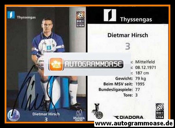 Autogramm Fussball | MSV Duisburg | 1998 | Dietmar HIRSCH