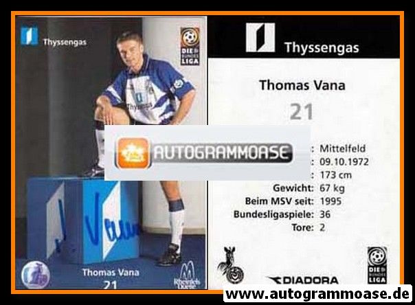 Autogramm Fussball | MSV Duisburg | 1998 | Thomas VANA