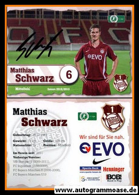 Autogramm Fussball | Kickers Offenbach | 2012 | Matthias SCHWARZ