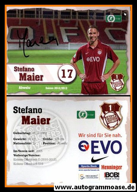 Autogramm Fussball | Kickers Offenbach | 2012 | Stefano MAIER