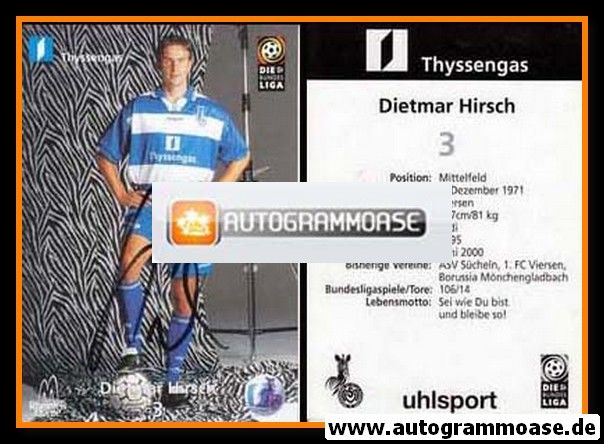 Autogramm Fussball | MSV Duisburg | 1999 | Dietmar HIRSCH