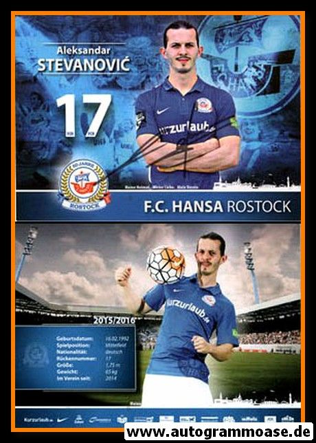 Autogramm Fussball | Hansa Rostock | 2015 | Aleksandar STEVANOVIC