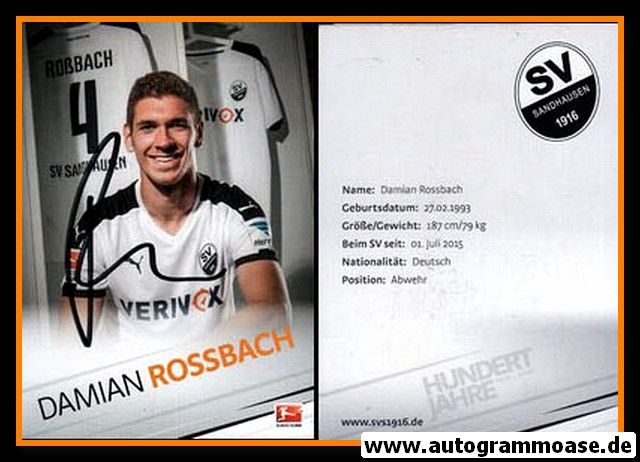 Autogramm Fussball | SV Sandhausen | 2015 | Damian ROSSBACH