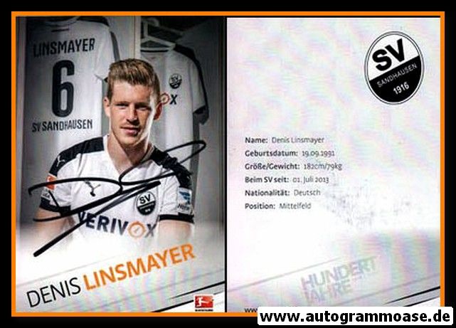 Autogramm Fussball | SV Sandhausen | 2015 | Denis LINSMAYER