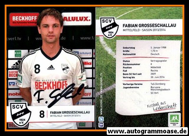 Autogramm Fussball | SC Verl | 2013 | Fabian GROSSESCHALLAU