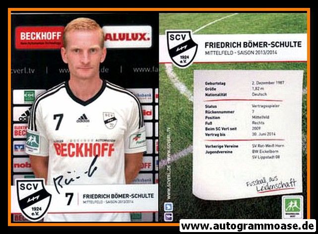 Autogramm Fussball | SC Verl | 2013 | Friedrich BÖMER-SCHULTE