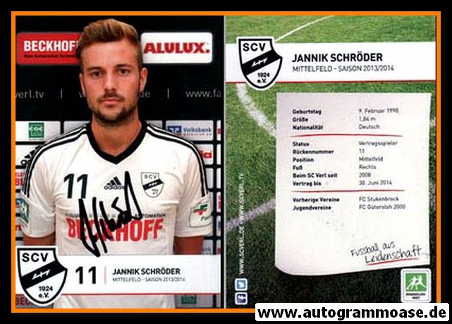 Autogramm Fussball | SC Verl | 2013 | Jannik SCHRÖDER